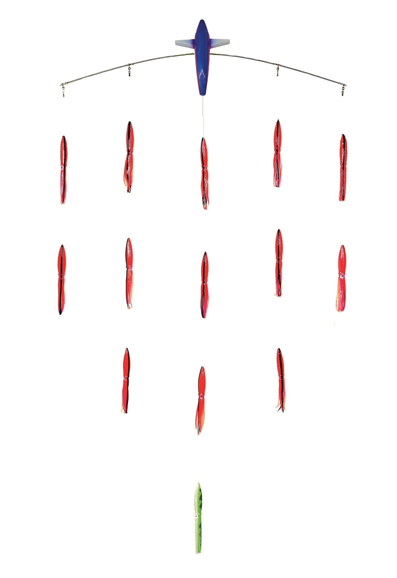 36in Titanium Bird Bar w/ 14-9in Squid