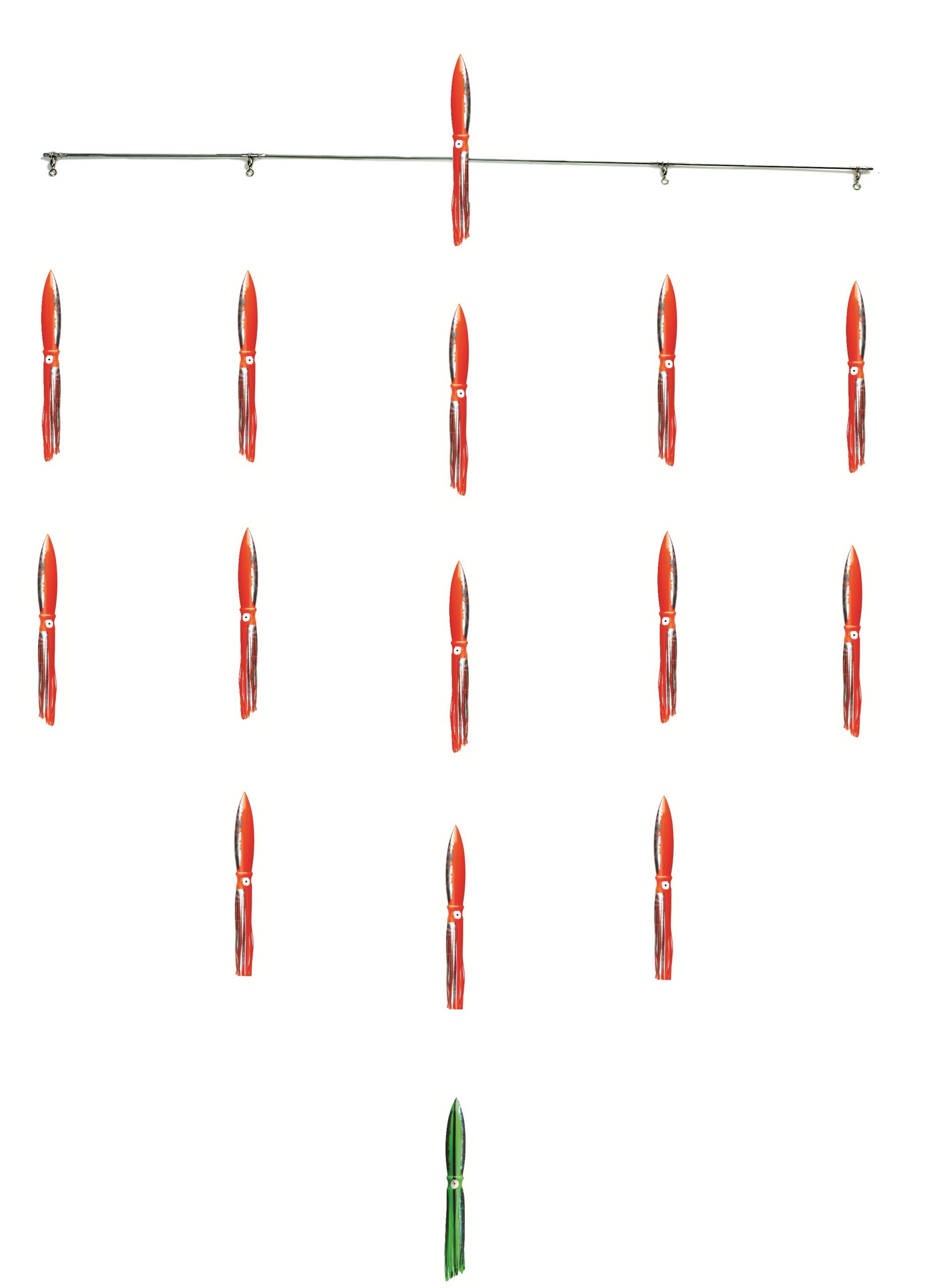 CUSTOM 48IN FLOATING SPREADER BAR WITH 15 x 9IN SQUIDS