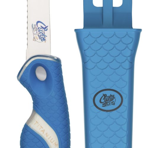 Cuda 3" Titanium Bonded Serrated Knife w/ Sheath