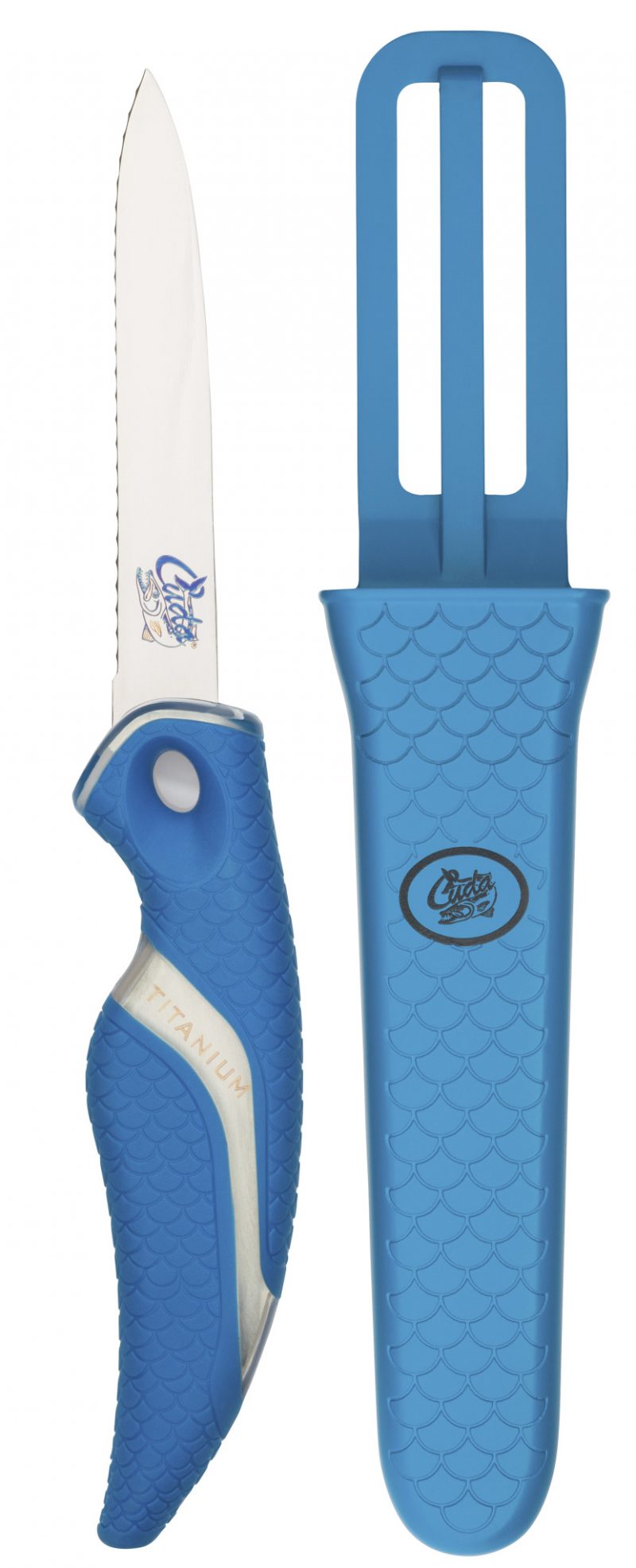 Cuda 3" Titanium Bonded Serrated Knife w/ Sheath