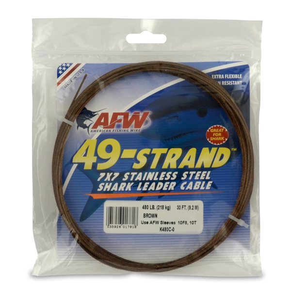AFW 30' 480LB 49-STRAND STAINLESS STEEL CABLE - Fisherman's Outfitter