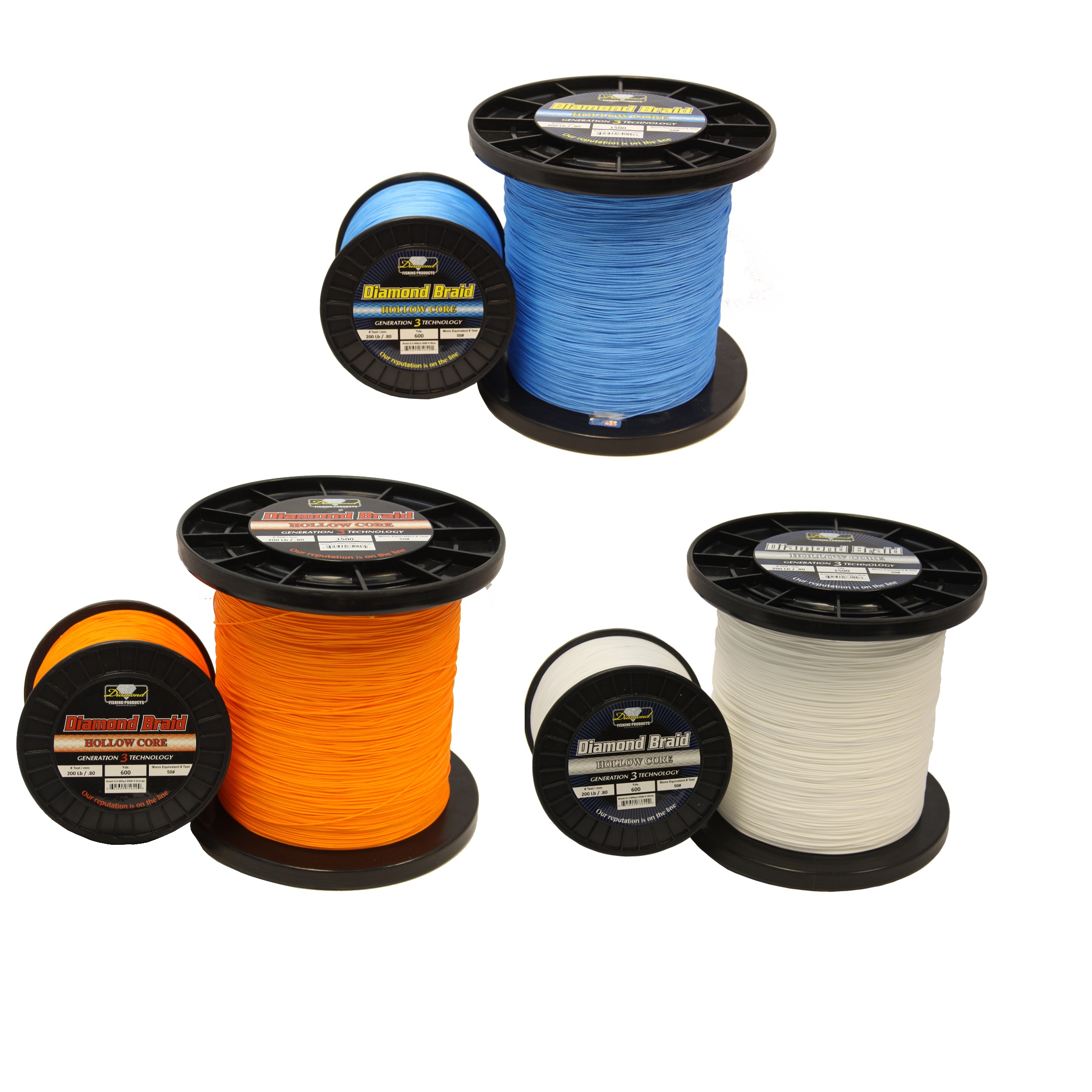 Diamond Braid Generation 3 Hollow Core 3000yd Spools - Fisherman's